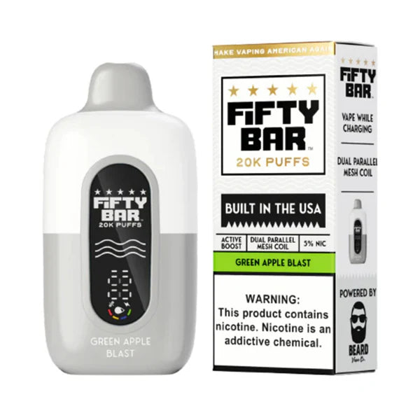 Fifty Bar V2 20K Disposable 20000 Puffs 16mL 50mg MOQ 5 | Green Apple Blast with Packaging