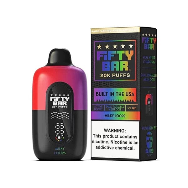 Fifty Bar V2 20K Disposable 20000 Puffs 16mL 50mg MOQ 5 | Milky Loops with Packaging
