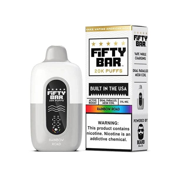 Fifty Bar V2 20K Disposable 20000 Puffs 16mL 50mg MOQ 5 | Rainbow Road with Packaging