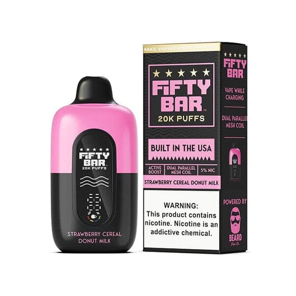Fifty Bar V2 20K Disposable 20000 Puffs 16mL 50mg MOQ 5 | Strawberry Cereal Donut Milk with Packaging