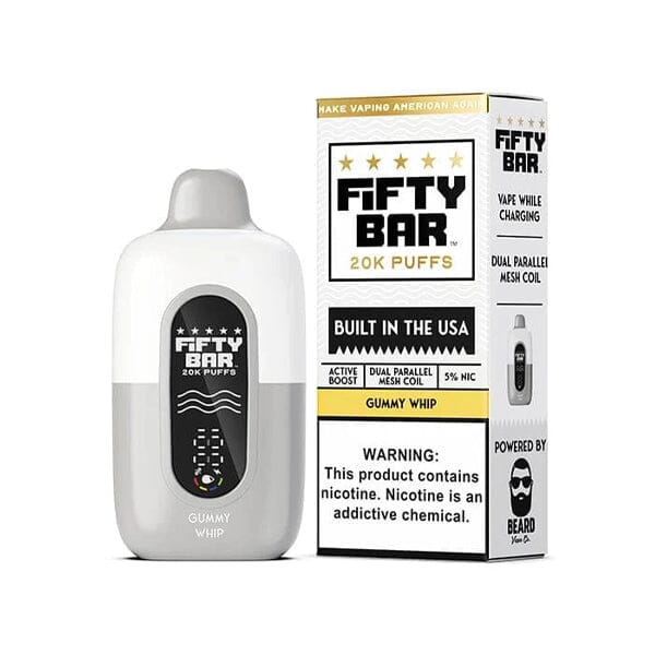Fifty Bar V2 20K Disposable 20000 Puffs 16mL 50mg MOQ 5 | Gummy Whip with Packaging
