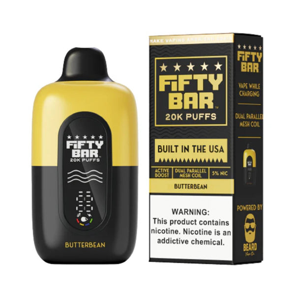 Fifty Bar V2 20K Disposable 20000 Puffs 16mL 50mg | Butterbean with packaging