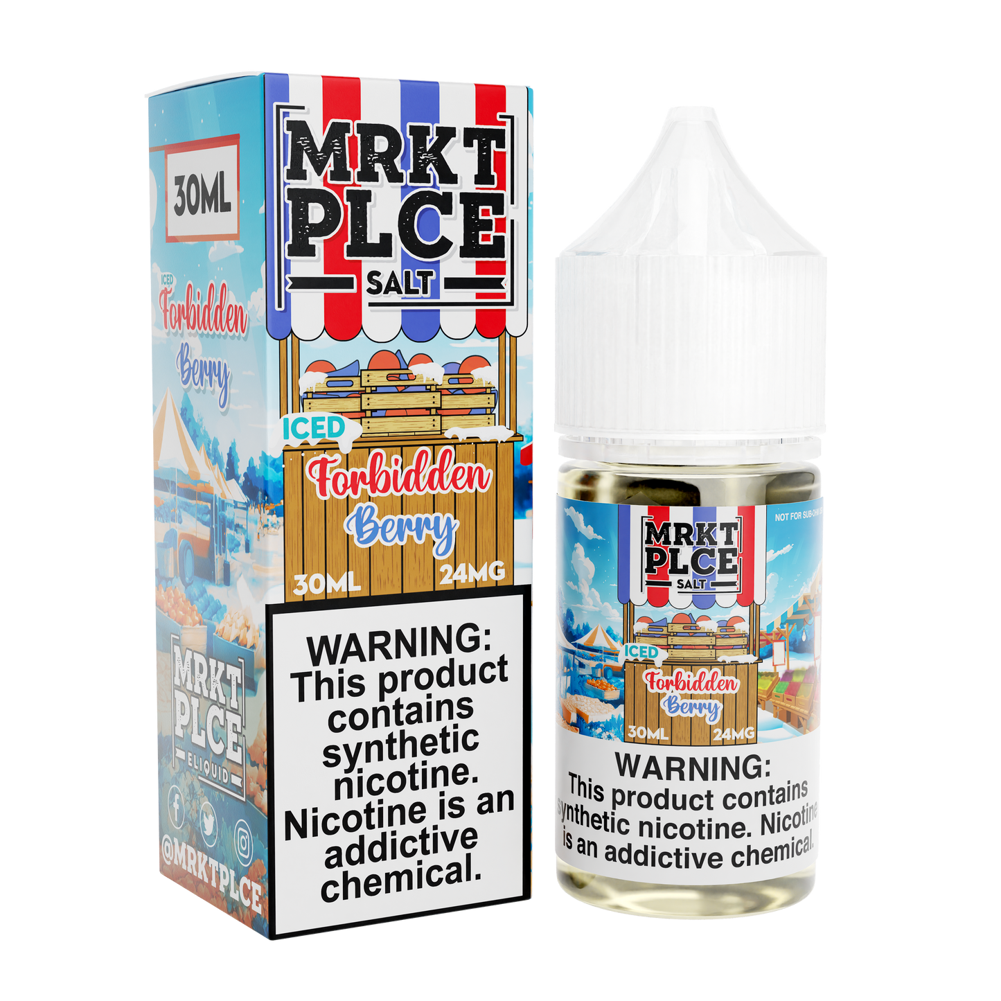 MRKT PLCE Salt Series E-Liquid 30mL (Salt Nic) | Iced Forbidden Berry with packaging