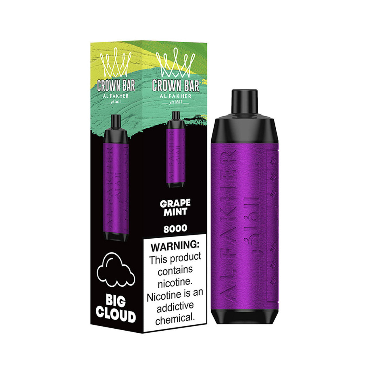 Crown Bar AF8000 Disposable | 8000 Puffs | 18mL | 50mg | MOQ 10 | Grape MInt with Packaging