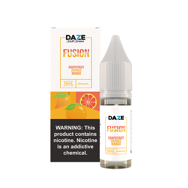 7Daze Fusion Salt Series E-Liquid | 15mL | (Salt Nic) | 24mg | Grapefruit Orange Mango with packaging