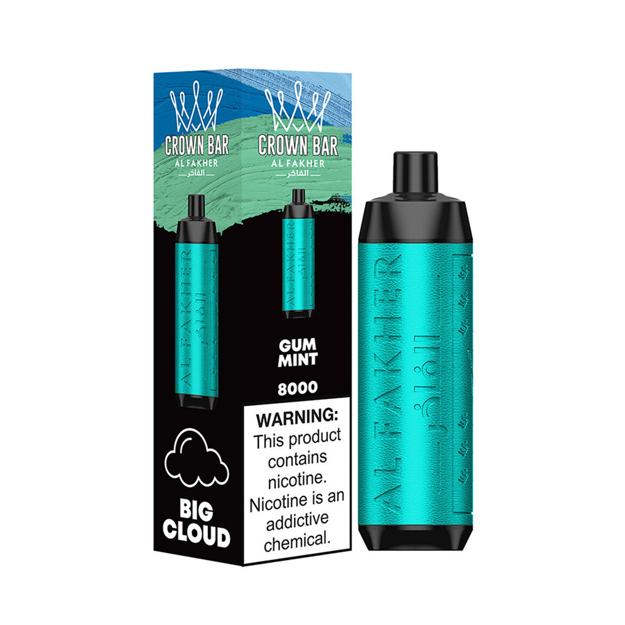 Crown Bar AF8000 Disposable | 8000 Puffs | 18mL | 50mg | MOQ 10 | Gum Mint with Packaging