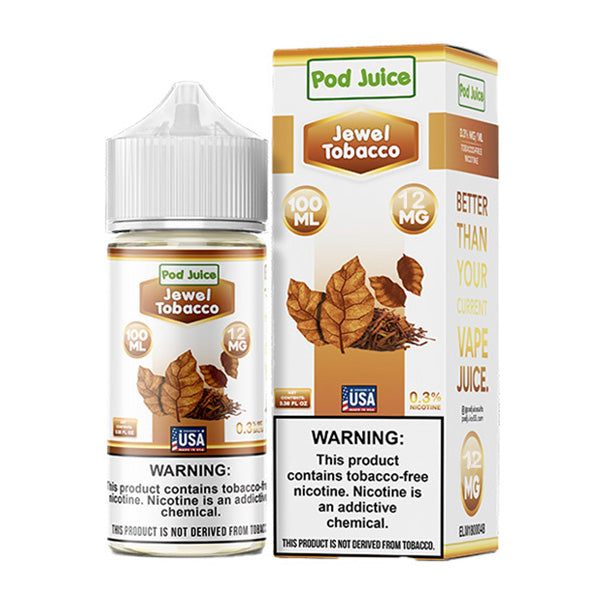 Pod Juice Series E-Liquid | 100mL | 12mg | (Freebase) | Jewel Tobacco with Packaging