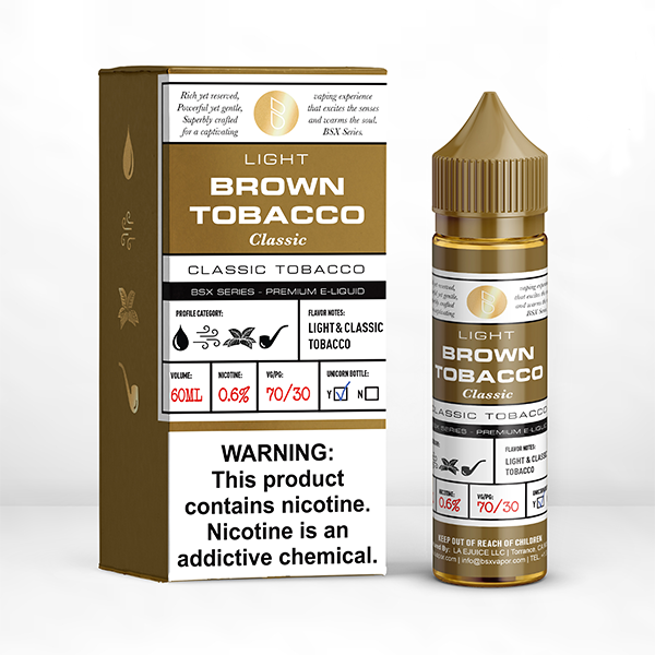 GLAS BSX TFN Series E-Liquid | 0mg | 60mL | (Freebase) | Light Brown Classic Tobacco with Packaging