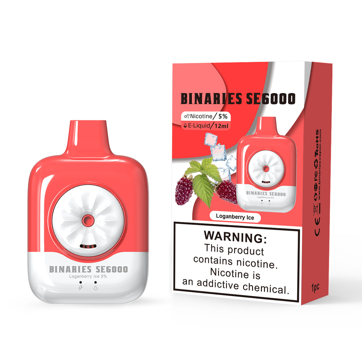 HorizonTech Binaries Cabin Disposable SE | 6000 Puffs | 12mL | 50mg | MOQ 10 | Loganberry Ice with Packaging