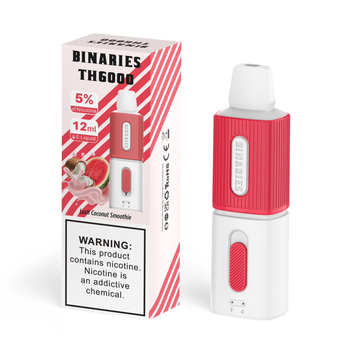 HorizonTech Binaries Cabin TH6000 Disposable | 6000 Puffs | 12mL | 50mg | MOQ 10 | Lush Coconut Smoothie with Packaging