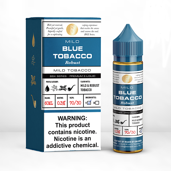 GLAS BSX TFN Series E-Liquid | 0mg | 60mL | (Freebase) | Mild Robust Blue Tobacco with Packaging