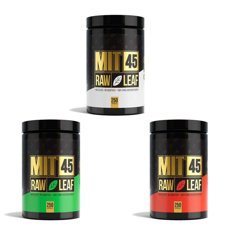 MIT45 Raw Leaf Kratom Capsules (125000mg 250ct Jar) | Group Photo