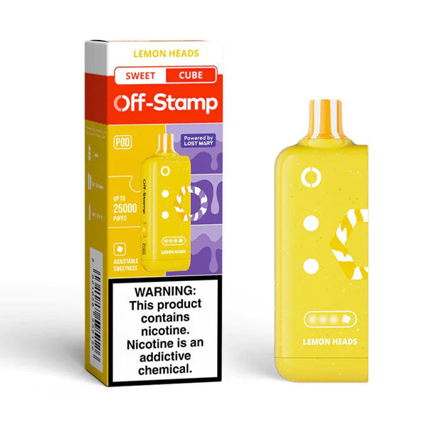 Off Stamp X Cube Disposable POD | 25000 Puff | 18mL | 50mg | MOQ 5 | Lemon Heads with packaging