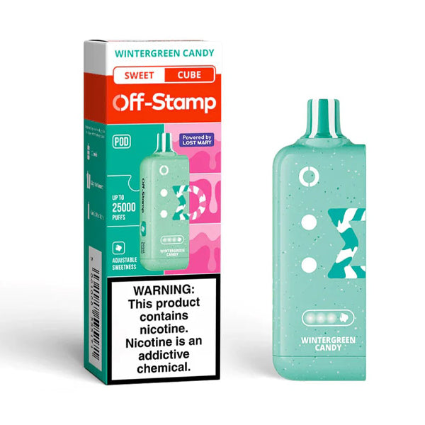 Off Stamp X Cube Disposable POD | 25000 Puff | 18mL | 50mg | MOQ 5 | Wintergreen Candy with packaging