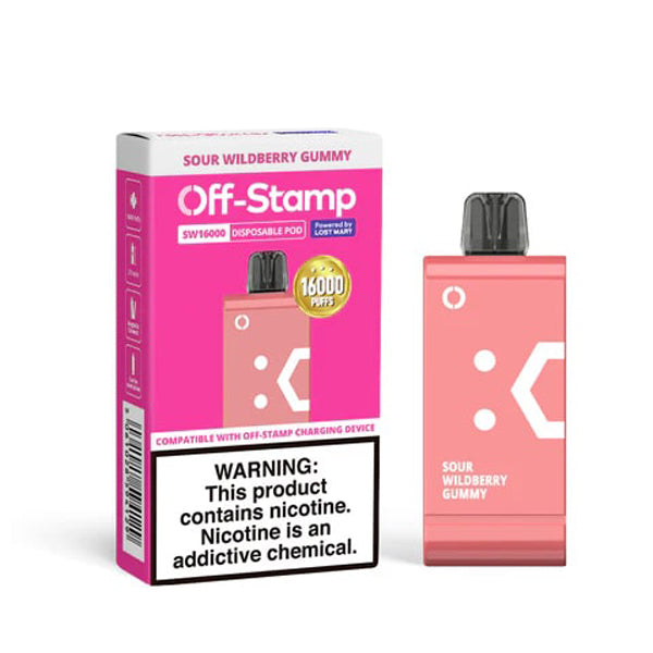 Off Stamp SW16000 Disposable | 16000 Puffs | 17mL | 50mg | (Pod Disposable Only) | MOQ 5 | Sour Wildberry Gummy with Packaging
