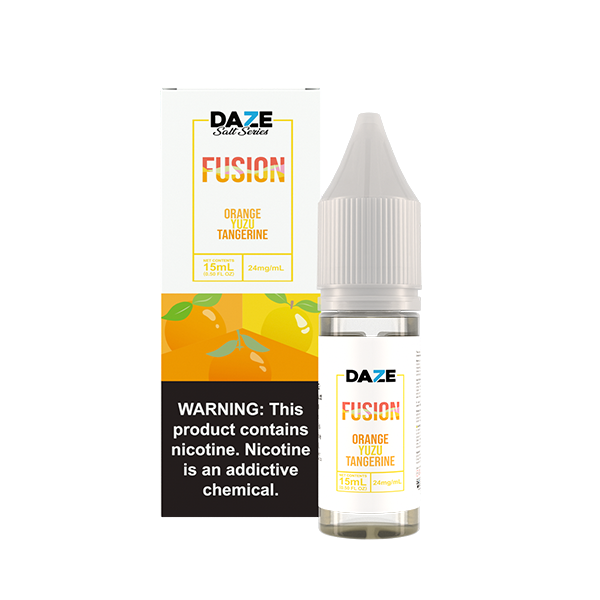 7Daze Fusion Salt Series E-Liquid | 15mL | (Salt Nic) | 24mg | Orange Yuzu Tangerine with packaging