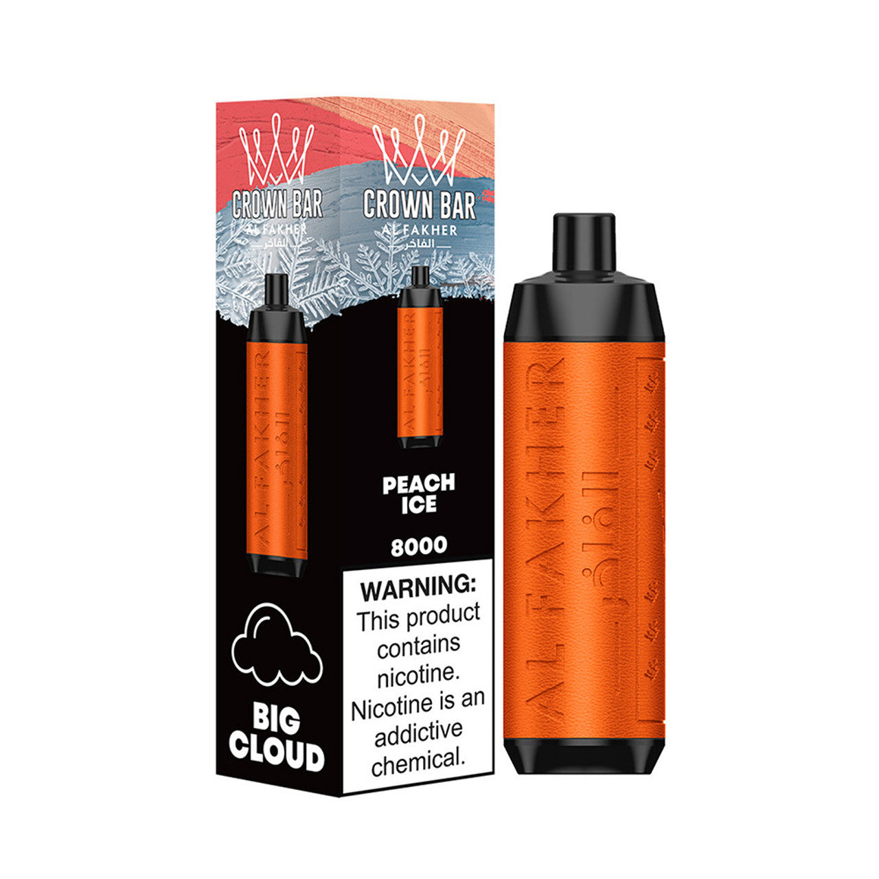 Crown Bar AF8000 Disposable | 8000 Puffs | 18mL | 50mg | MOQ 10 | Peach Ice with Packaging