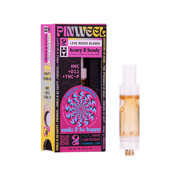 Pinweel Live Resin D11 Cartridges (2g) | Fruity Pebbles Indica with Packaging