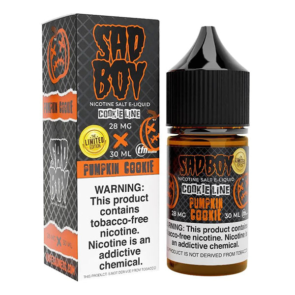 Sadboy Salt Series E-Liquid | 30mL (Salt Nic) | 28mg | Pumpkin Cookie with packaging
