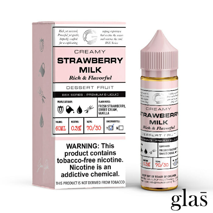 GLAS BSX TFN Series E-Liquid | 0mg | 60mL | (Freebase) | Strawberry Milk with Packaging
