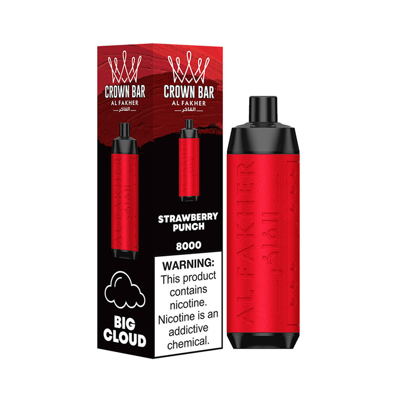 Crown Bar AF8000 Disposable | 8000 Puffs | 18mL | 50mg | MOQ 10 | Strawberry Punch with Packaging