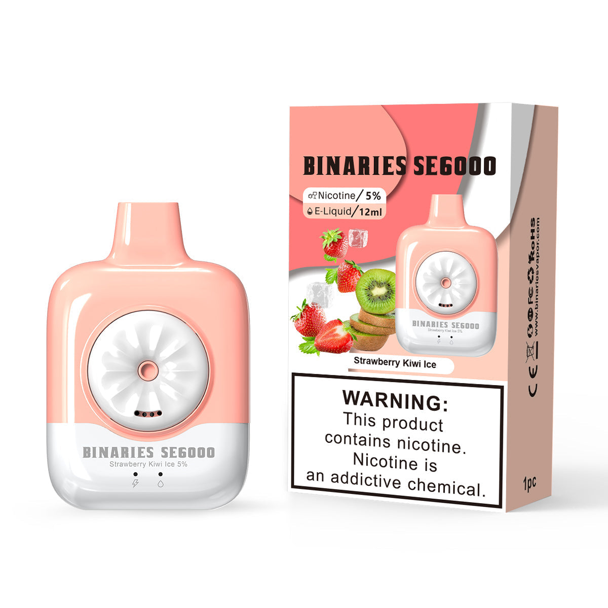 HorizonTech Binaries Cabin Disposable SE | 6000 Puffs | 12mL | 50mg | MOQ 10 | Strawberry Kiwi Ice with Packaging