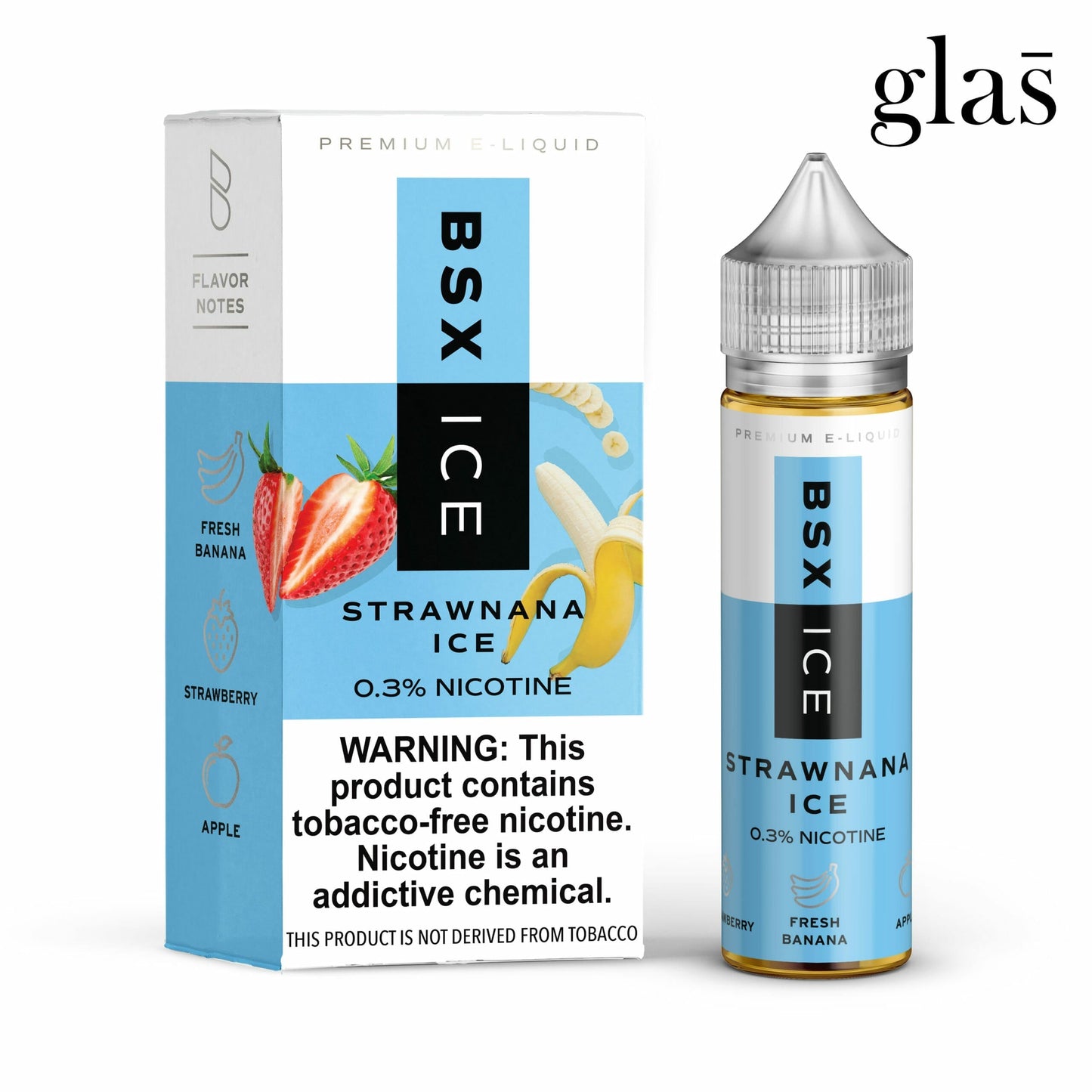 GLAS BSX TFN Series E-Liquid | 0mg | 60mL | (Freebase) | Strawnana Ice with Packaging