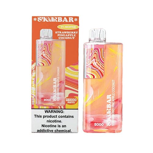 Sugarbar SB8000 Disposable | 8000 Puffs | 19mL | 50mg | MOQ 10 | Strawberry Pineapple Coconut with packaging