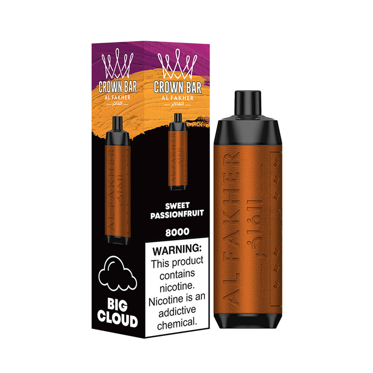 Crown Bar AF8000 Disposable | 8000 Puffs | 18mL | 50mg | MOQ 10 | Sweet Passionfruit with Packaging