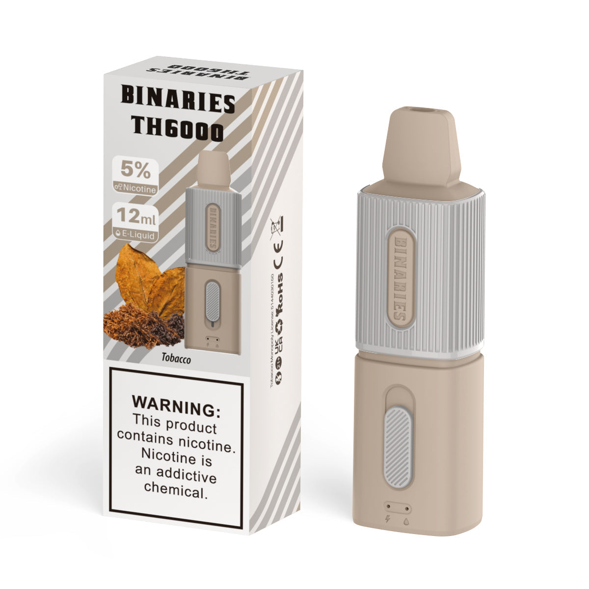 HorizonTech Binaries Cabin TH6000 Disposable | 6000 Puffs | 12mL | 50mg | MOQ 10 | Tobacco with Packaging