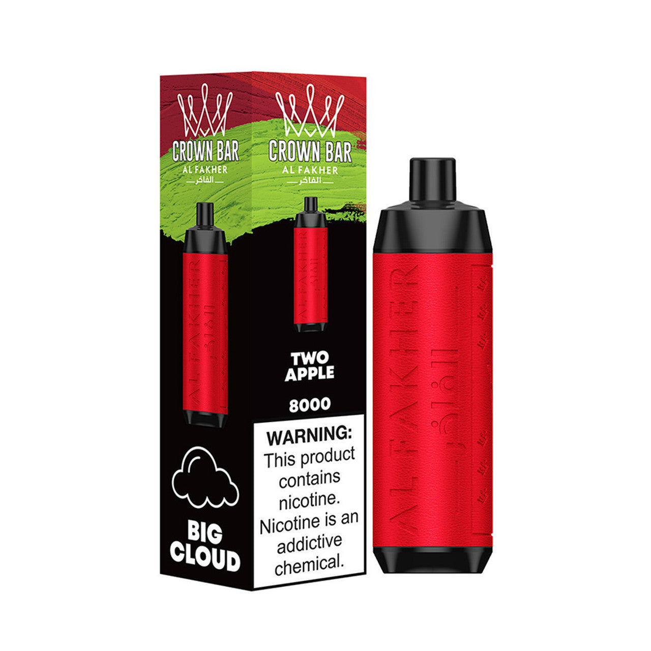Crown Bar AF8000 Disposable | 8000 Puffs | 18mL | 50mg | MOQ 10 | Two Apple with Packaging