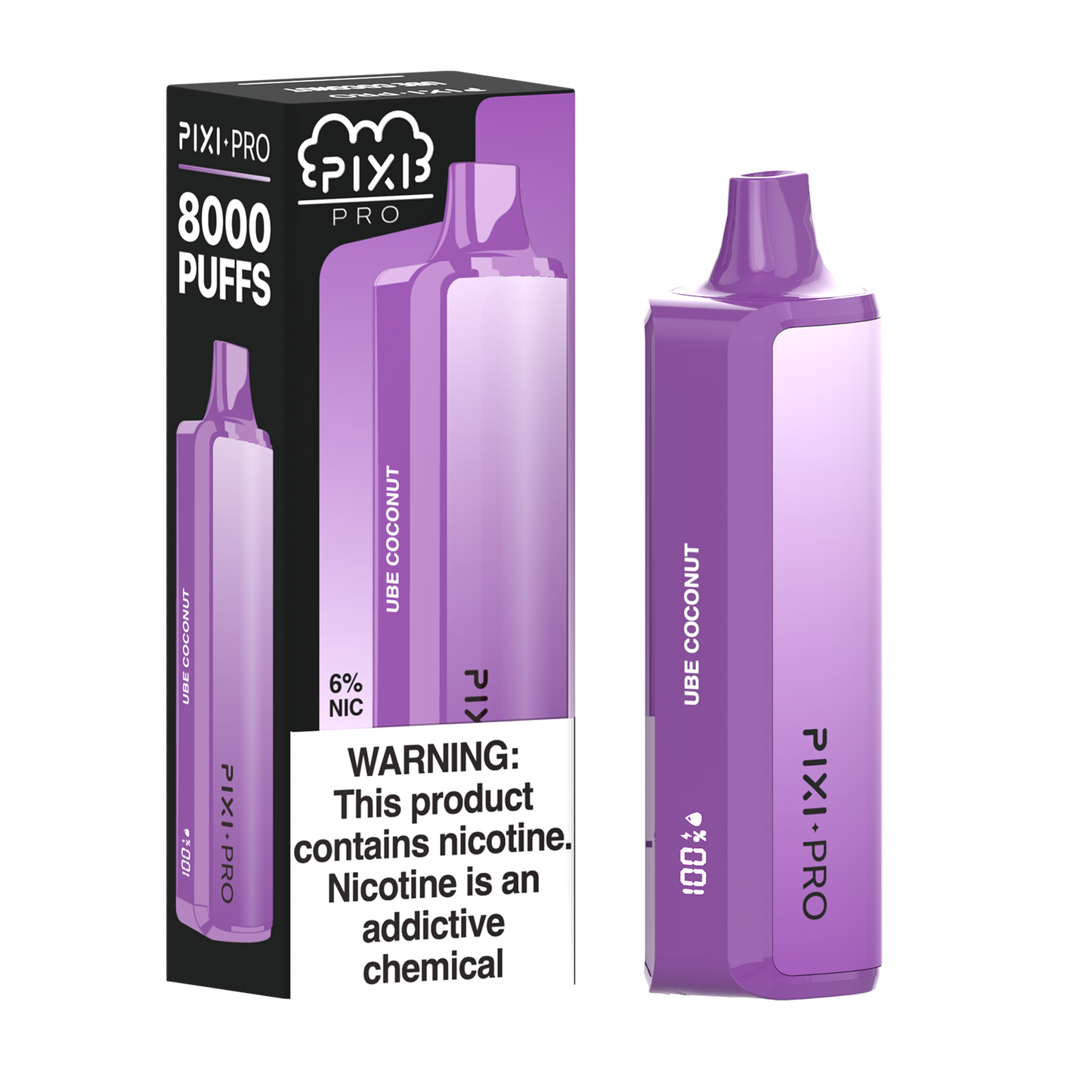 Pixi Pro Disposable | 8000 puffs | 14mL | 60Mg | MOQ 10pc | Ube Coconut with packaging