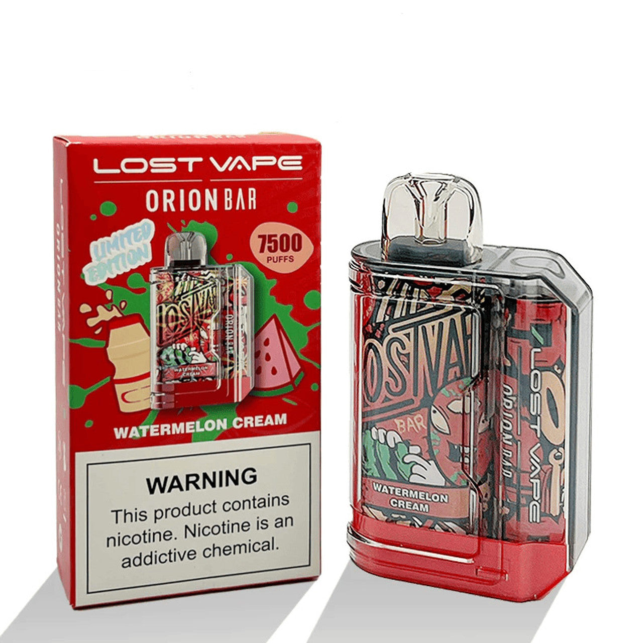 Orion Bar Disposable | 7500 Puff | 18mL | 50mg | MOQ 10 | Watermelon Cream with packaging