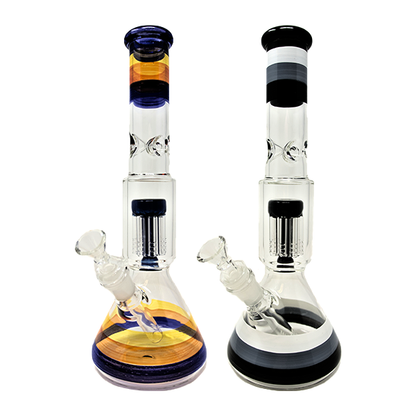 12 Inch Tri-Color Beaker with 8-Arm Perc Tree all