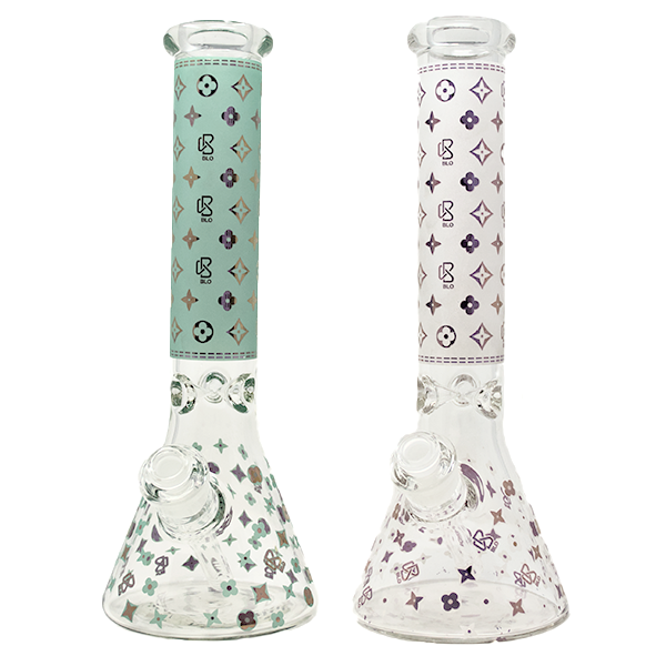 13 Inch BLO LV Beaker With Glass On Glass Downstem all