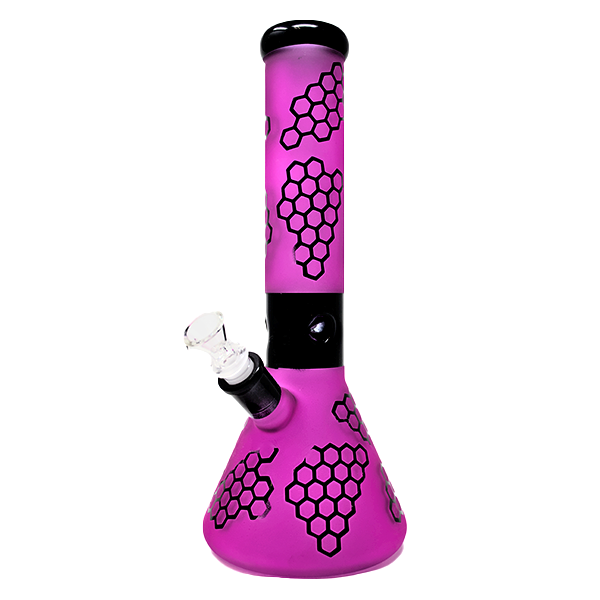 13 Inch Frosted Honeycomb Beaker With Glass On Glass Downstem 