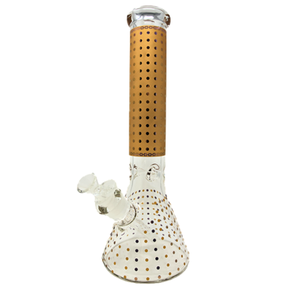 14 Inch Polkadot Beaker With Glass On Glass Downstem