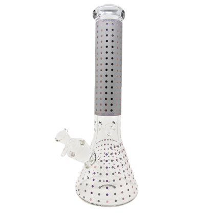 14 Inch Polkadot Beaker With Glass On Glass Downstem