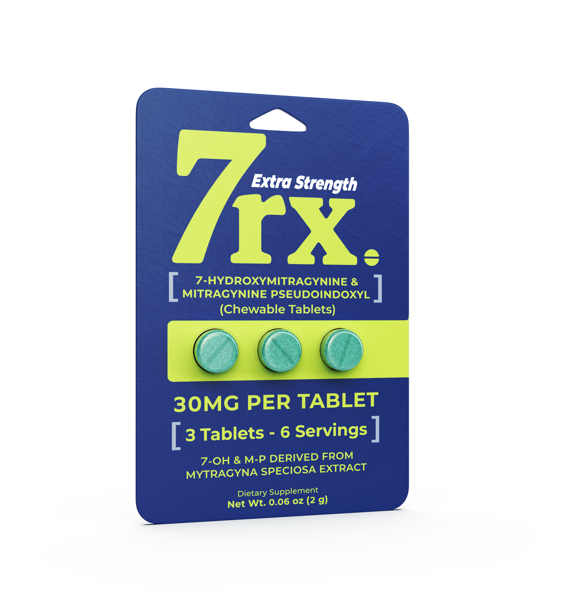 7RX Kratom Chewable Tablet 3ct Pack (20pc Display)- Blue