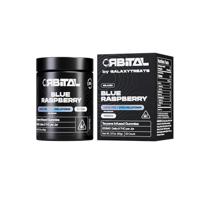 Galaxy Treats (Delta)(Gummies)(200mg 20ct Jar) Orbital - Blue Raspberry with packaging