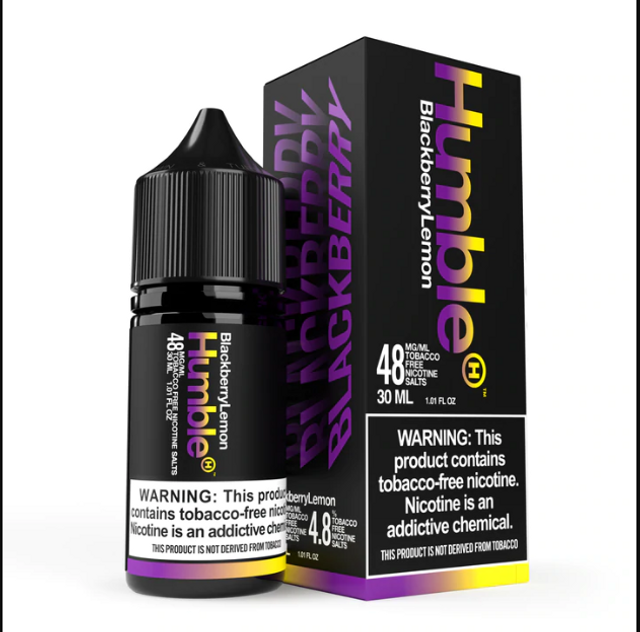 Humble Salt Series E-Liquid 30mL (Salt Nic) Black Berry Lemon with packaging