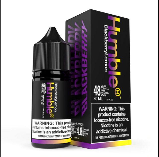 Humble Salt Series E-Liquid | 48mg | 30mL | Salt Nic | Black Berry Lemon with packaging