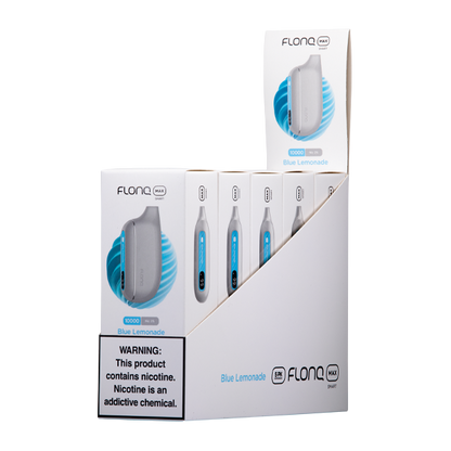 FLONQ Max Smart Disposable | 10000 Puffs | 14mL | 20mg | MOQ 5 | Blue Lemonade 5 Packs with packaging