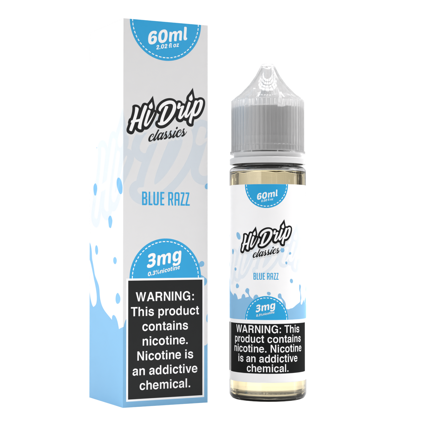 Hi-Drip Classics Series E-Liquid 60mL (Freebase) | Blue Razz with Packaging