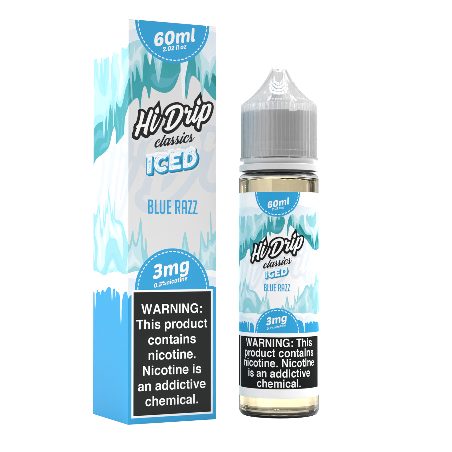 Hi-Drip Classics Series E-Liquid 60mL (Freebase) | Blue Razz Iced with Packaging