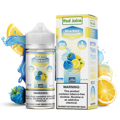 Pod Juice Series E-Liquid | 100mL | 3mg | (Freebase) | blue Razz Lemonade with Packaging