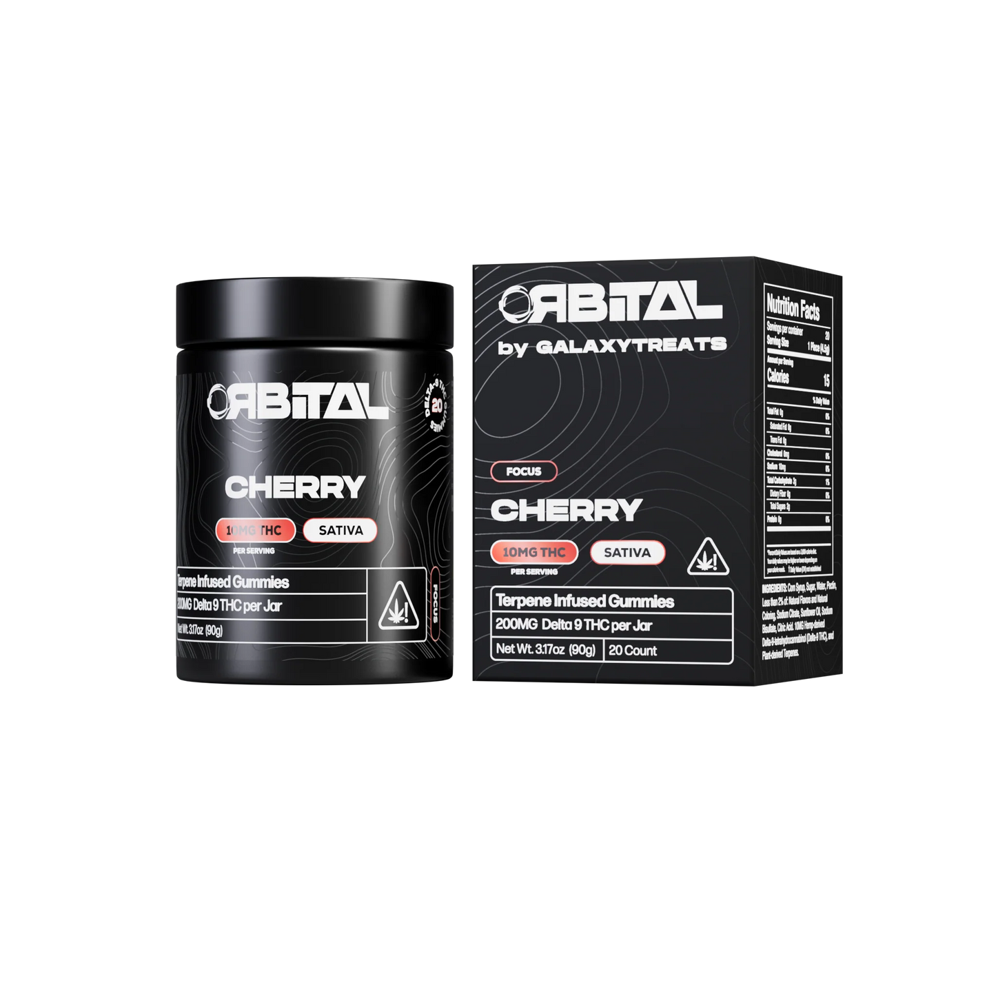 Galaxy Treats (Delta)(Gummies)(200mg 20ct Jar) Orbital - Cherry with packaging