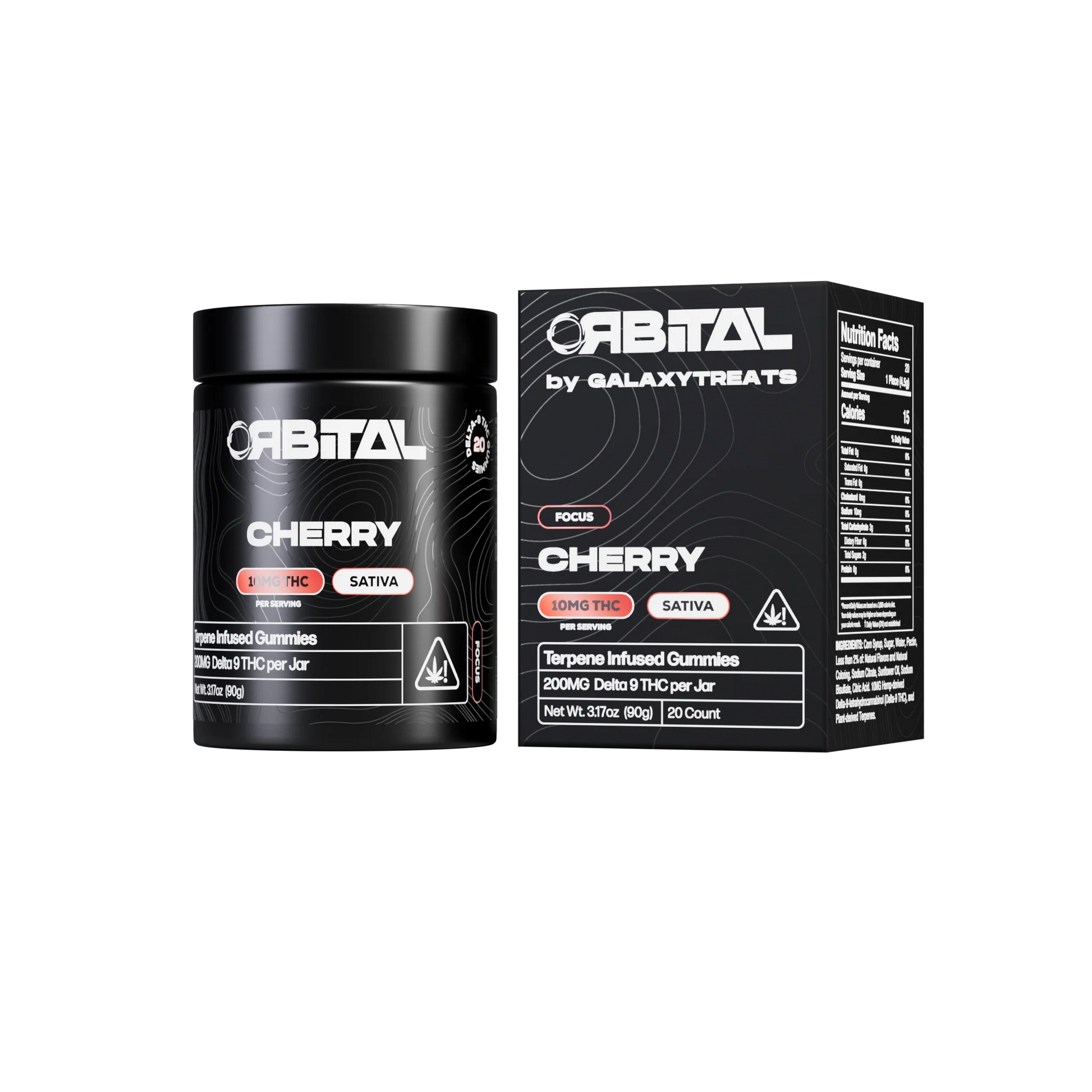 Galaxy Treats (Delta)(Gummies)(200mg 20ct Jar) Orbital - Cherry with packaging