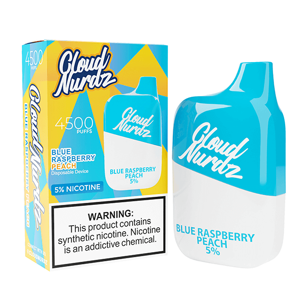 Cloud Nurdz Disposable 4500 Puffs 12mL 50mg | MOQ 10 Blue Raspberry Peach with Packaging