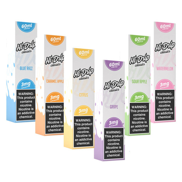 Hi-Drip Classics Series E-Liquid 60mL (Freebase) | Group Photo with Packaging